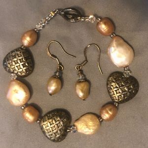 Beaded Bracelet and Earrings Set